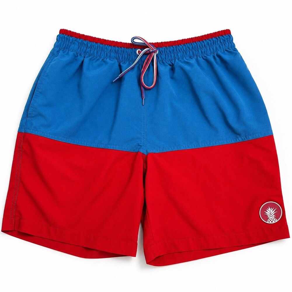 Chubbies 7" Swim Trunks Colorblock Red Blue Stretch Lined Men's M